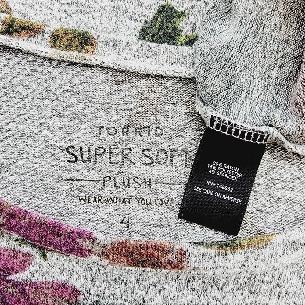 Torrid Super Soft Plus Tunic Top Plus Size 4x Gra… - image 3